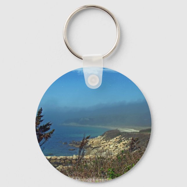 Misty Morning at Nobska Point - Cape Cod MA Keychain (Front)