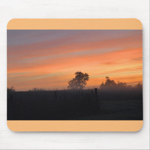 Misty morning at sunrise mouse pad