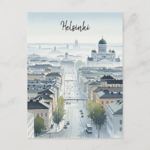 Misty Morning Helsinki Finland Travel Postcard