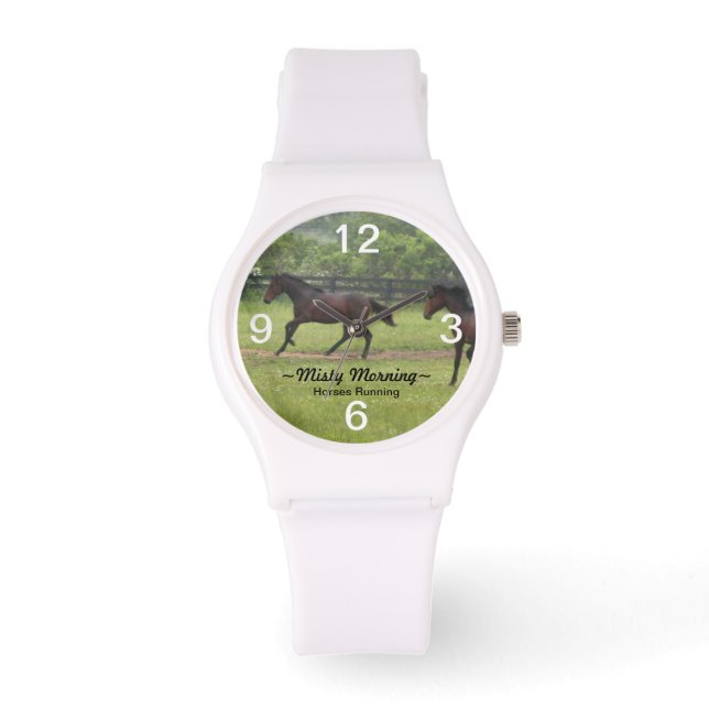 Misty morning Horses running Watch (Front)