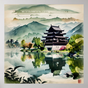 Misty Morning In The Mountains Poster