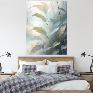 Misty Morning Leaves in the Forest Canvas Print