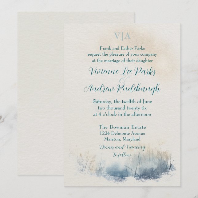 Misty Morning Meadow  Wedding Invitation (Front/Back)