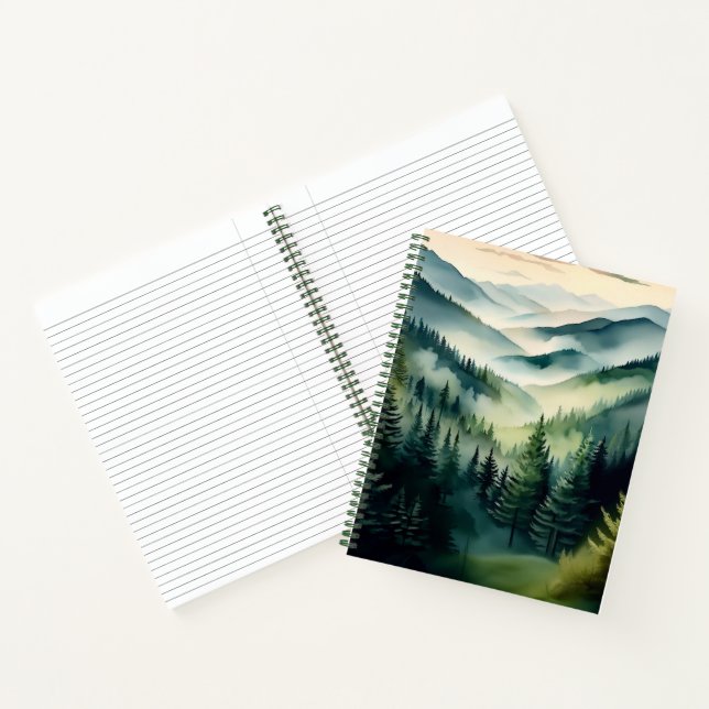 Misty Morning Mountain Pines Notebook (Inside)