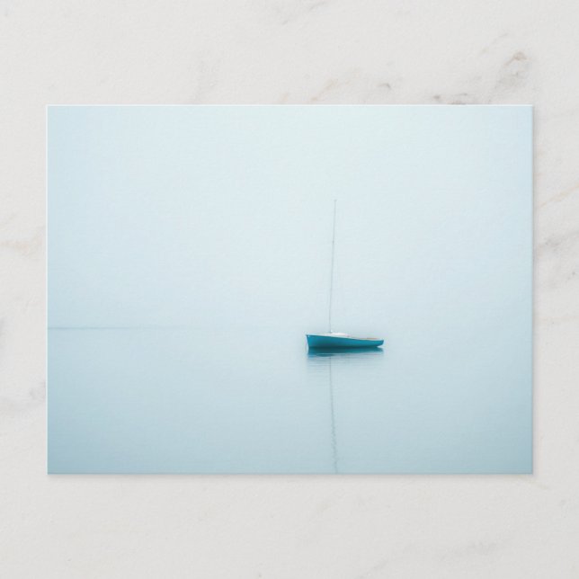 Misty morning sailboat, Cape Cod Postcard (Front)