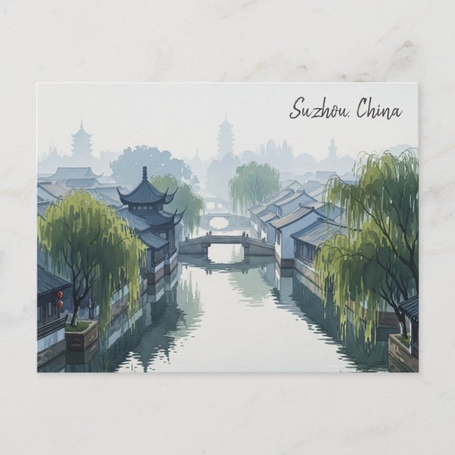 Misty Morning Suzhou China Travel Postcard (Front)
