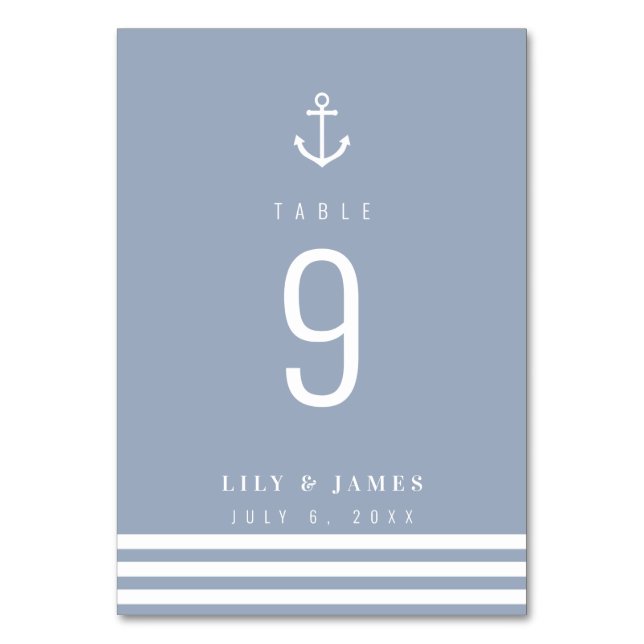 Misty Morning Wedding Table Card with Anchor (Front)