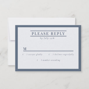 Misty Mountain Blue Grey White Elegant RSVP Card