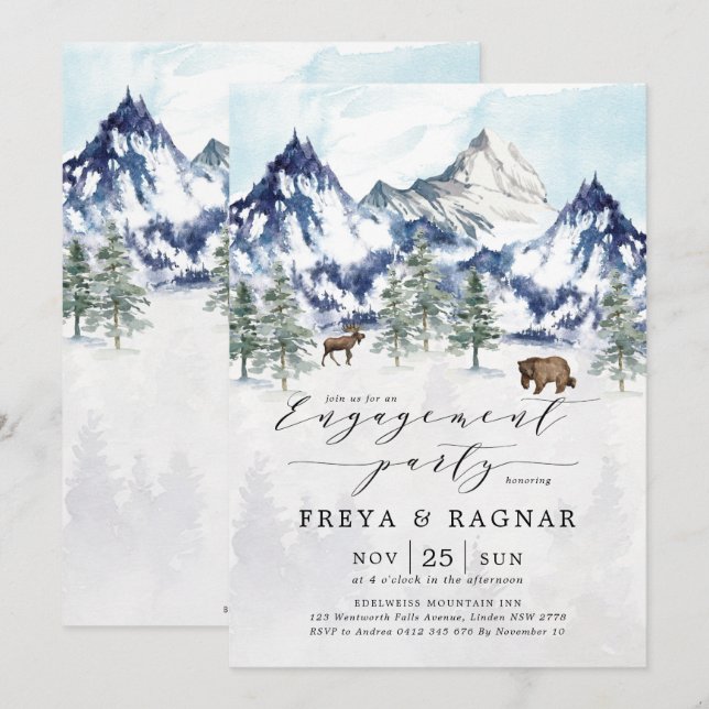 Misty Mountain Forest Adventure Engagement Party Invitation (Front/Back)
