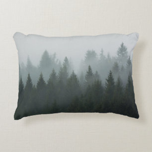 Misty Mountain Forest Autumn Fog Accent Pillow