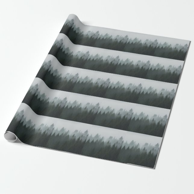 Misty Mountain Forest Autumn Fog Wrapping Paper (Unrolled)