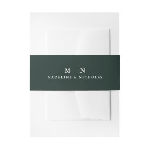 Misty Mountain Forest Green Wedding Invitation Belly Band