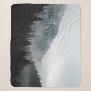 Misty Mountain Forest: Scenic Landscape View Sherpa Blanket