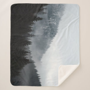 Misty Mountain Forest: Scenic Landscape View Sherpa Blanket