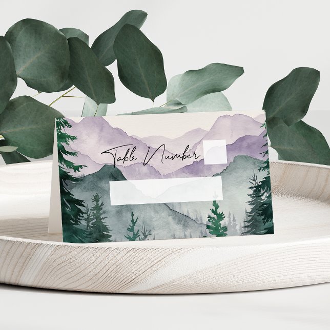 Misty Mountain Forest Watercolor Wedding  Place Card (Creator Uploaded)