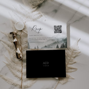 Misty Mountain Forest Wedding QR Code RSVP Card