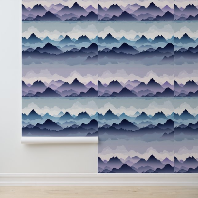 Misty Mountain Landscape Peel and Stick  Wallpaper (Application)