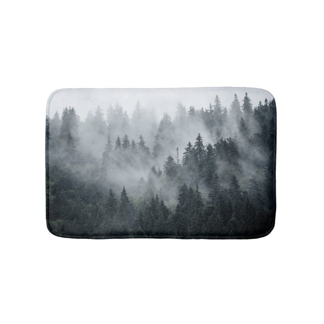 Misty Mountain Landscape Vintage Style Bath Mat (Front)