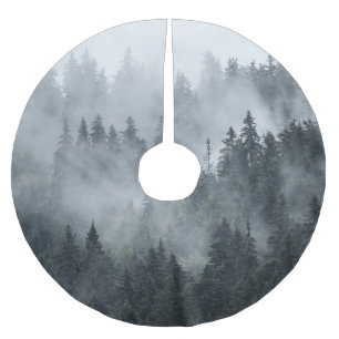 Misty Mountain Landscape Vintage Style Brushed Polyester Tree Skirt