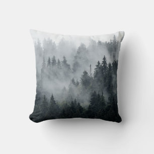 Misty Mountain Landscape Vintage Style Throw Pillow