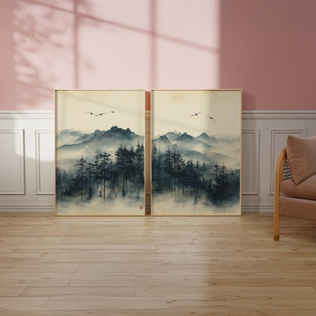 Misty Mountain - Lave-encre zen - Ensemble d'art m (Créateur téléchargé)