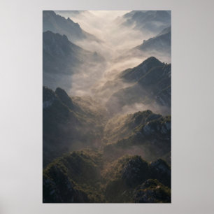 Misty Mountain Morning Fog Landscape Poster