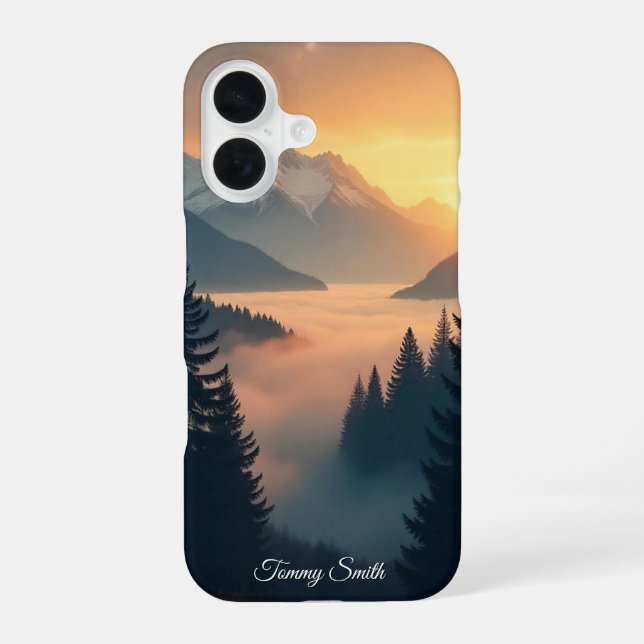 Misty Mountain Peak iPhone 16 Case (Back)