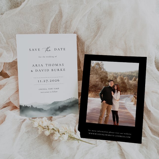 Misty Mountain Photo Wedding Save The Date (Creator Uploaded)