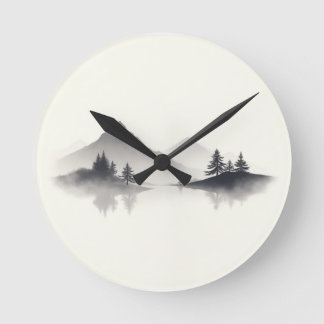  "Misty Mountain Reflections" Round Clock