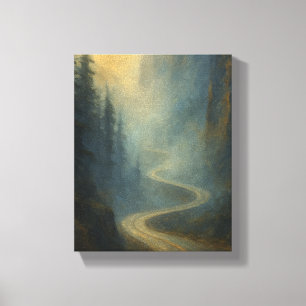 Misty Mountain Road Journey - Nature Landscape Canvas Print