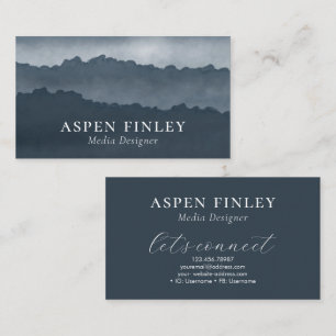 Misty Mountain Watercolor Blue-Grey Business Card 