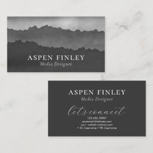 Misty Mountain Watercolor Grey Business Card