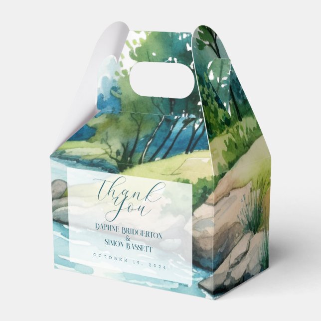 Misty Mountain Wedding Favor Box (Front Side)