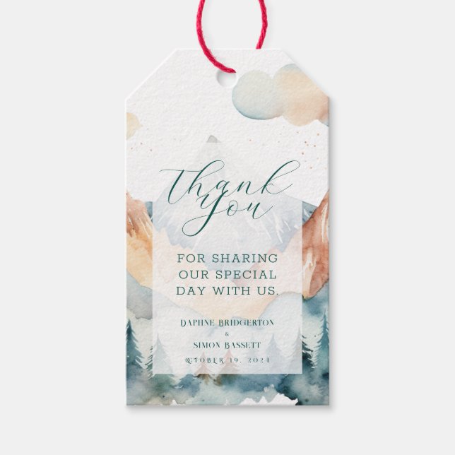 Misty Mountain Wedding Gift Tags (Front)