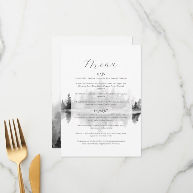 Misty Mountain Wedding Menu (Front/Back In Situ)