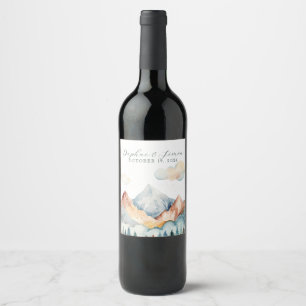 Misty Mountain Wedding Wine Label