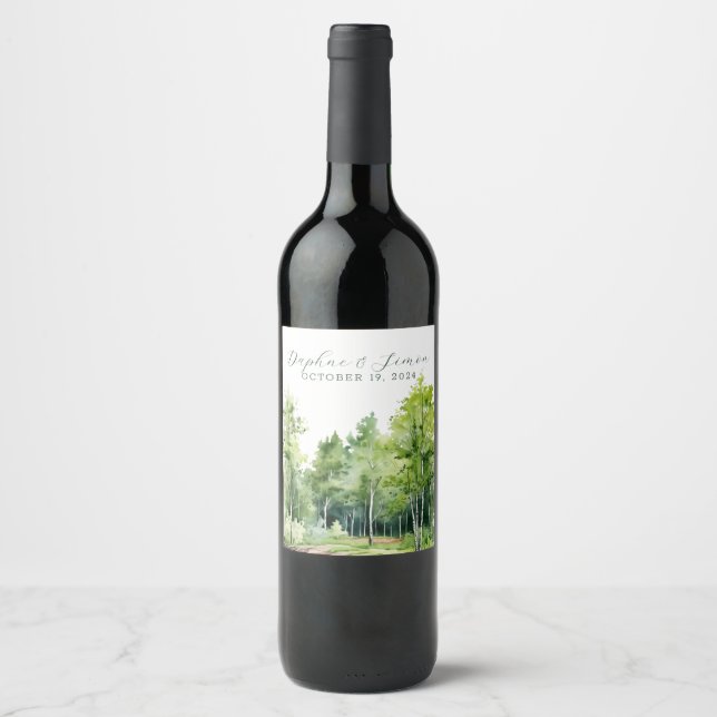 Misty Mountain Wedding Wine Label (Front)