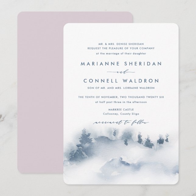 Misty Mountains I Formal Wedding Invitation (Front/Back)