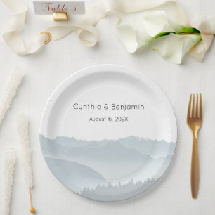 Misty Mountains Range Wedding Personalized Paper Plate