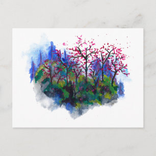 Misty Mountains watercolours art postcard