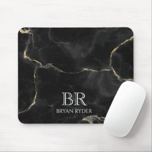 Misty Night Gold Glitter Marble Customizable Mouse Pad