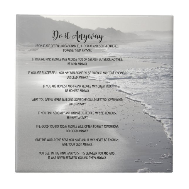 Misty Ocean Beach Do It Anyway Tile (Front)