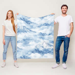 Misty Peaks – Watercolor Mountain Landscape (10) Fleece Blanket
