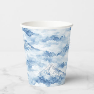 Misty Peaks – Watercolor Mountain Landscape (10) Paper Cups