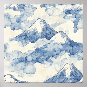 Misty Peaks – Watercolor Mountain Landscape (3) Poster