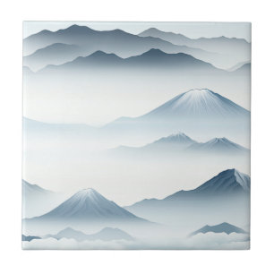 Misty Peaks – Watercolor Mountain Landscape (4) Tile