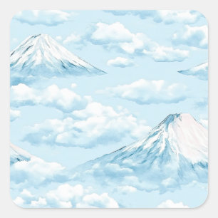 Misty Peaks – Watercolor Mountain Landscape (6) Square Sticker