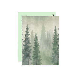 Misty Pine Forest Serenity Postcard