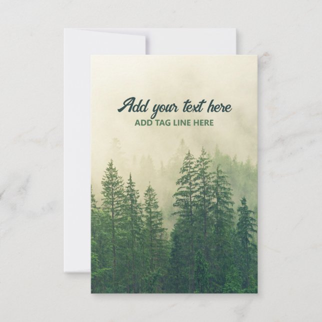 Misty Pine Forest Trees Custom Keepsake Thank You Card (Front)