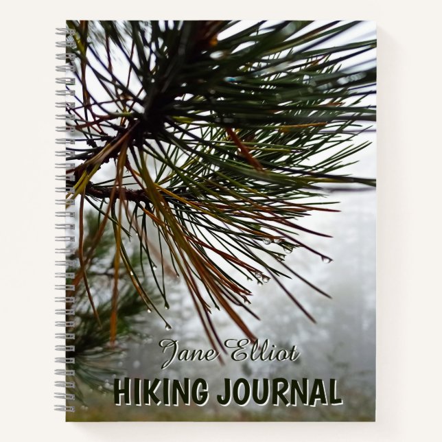 Misty Pine Needles Custom Hiking Notebook (Front)